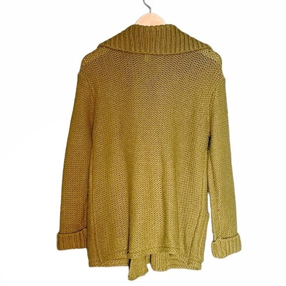 Sundance Wool Blend Cardigan Shaker Stitch Tie Front Moss Green Size MP Medium - Picture 2 of 8